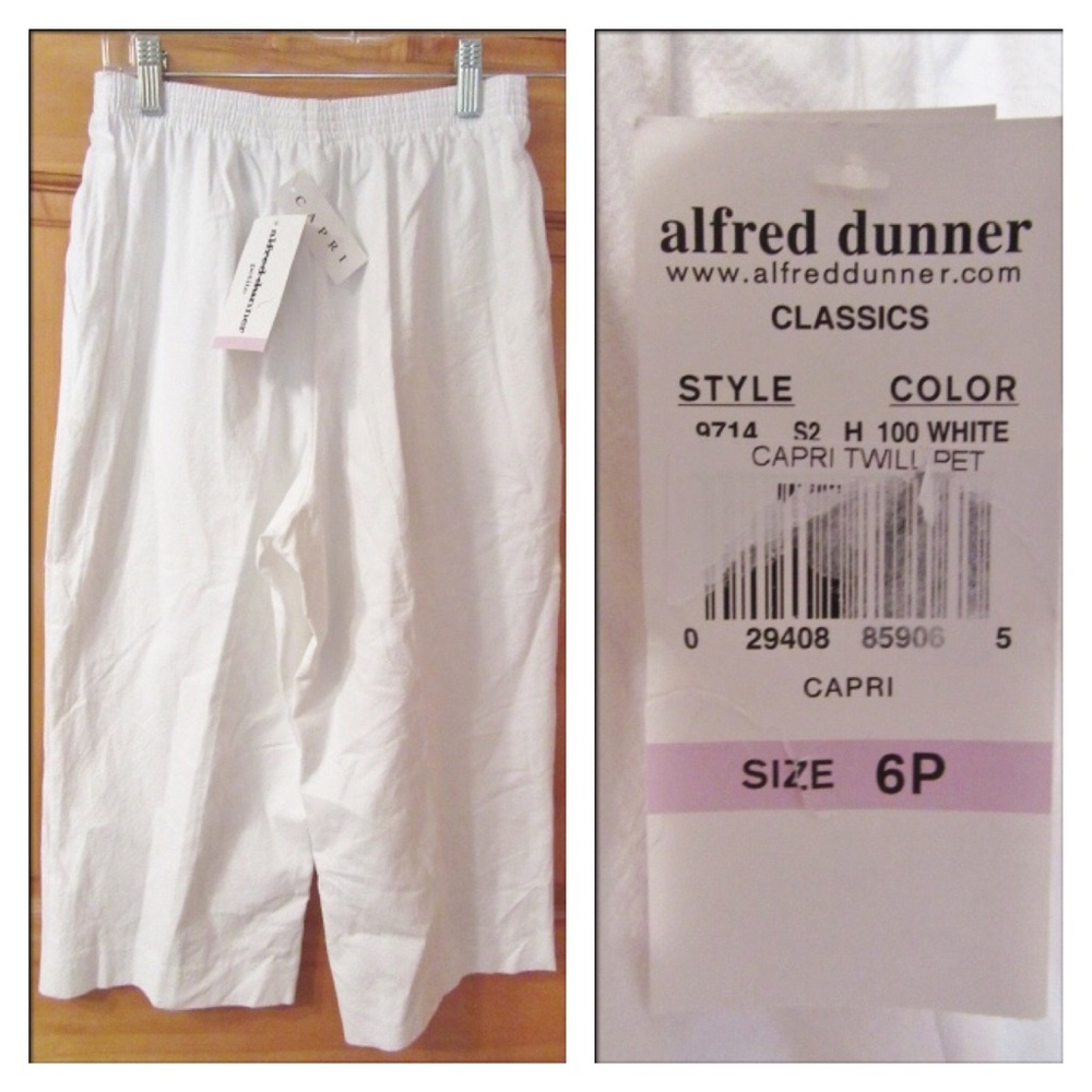 Alfred Dunner White Capris. 6P NWT